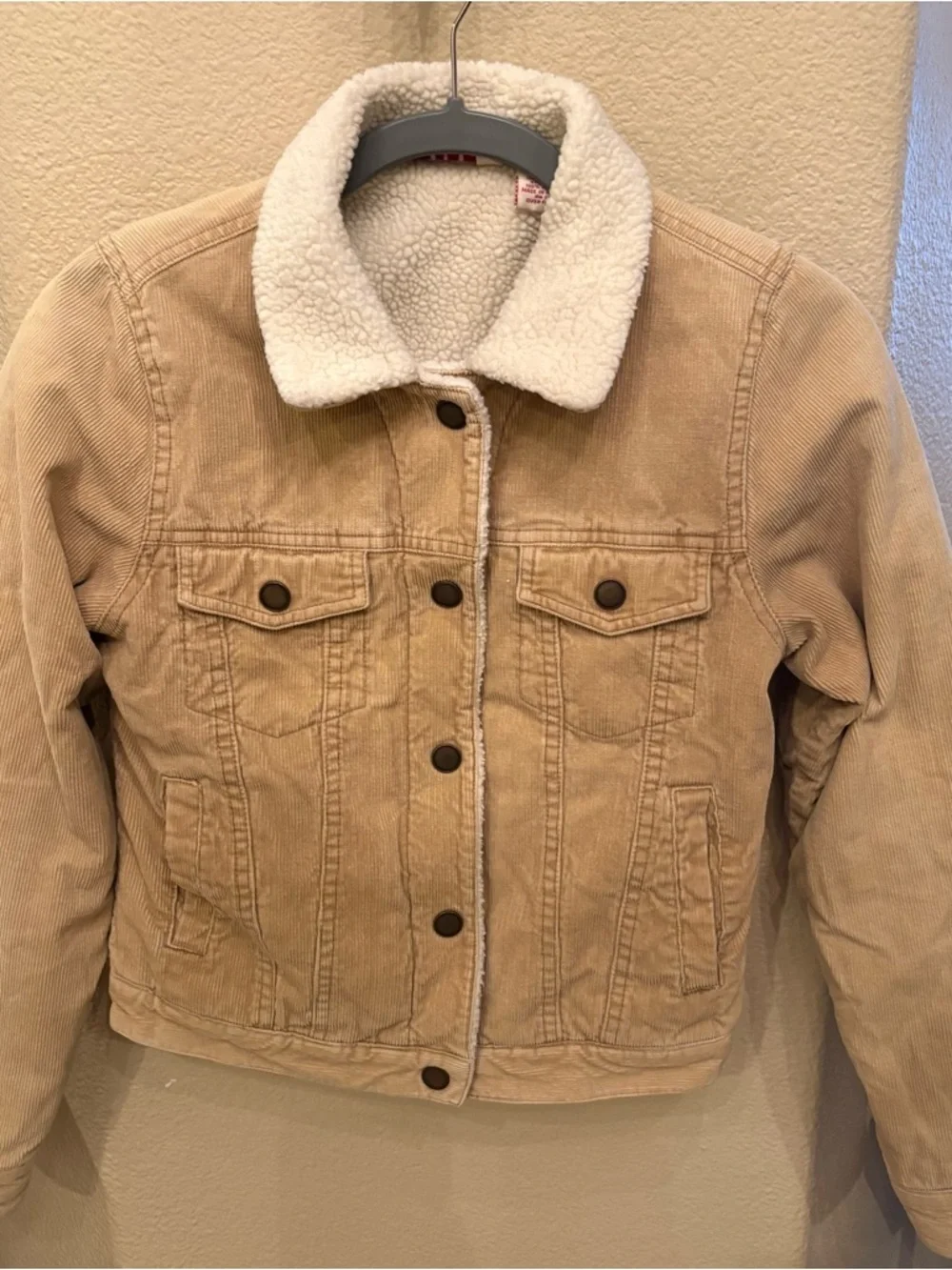 Vintage TRIXIE Light Beige Sherpa Lined Corduroy Y2K Jacket Size Small